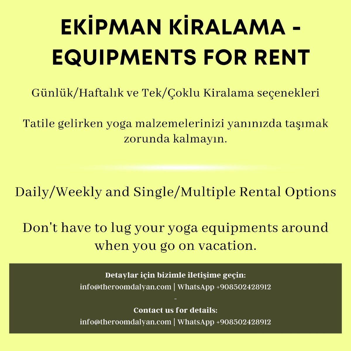 EKİPMAN KİRALAMA | EQUIPMENTS FOR RENT